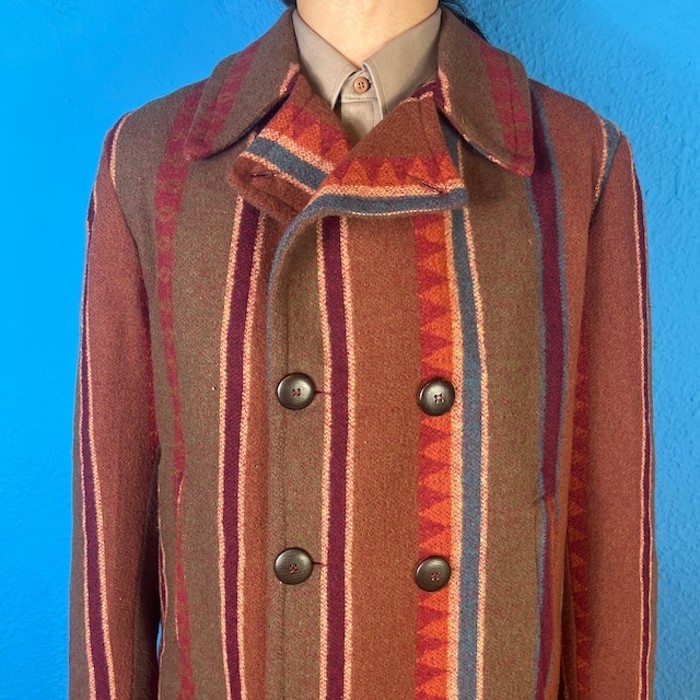90s Native Striped Pea Coat (Jacket) | Vintage.City Vintage Shops, Vintage Fashion Trends