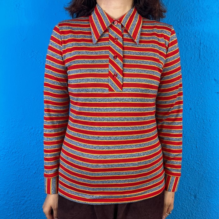 70s Striped Pullover Shirt | Vintage.City 빈티지숍, 빈티지 코디 정보