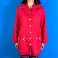 70s Red Open Collar Shirt (Jacket) | Vintage.City 古着屋、古着コーデ情報を発信