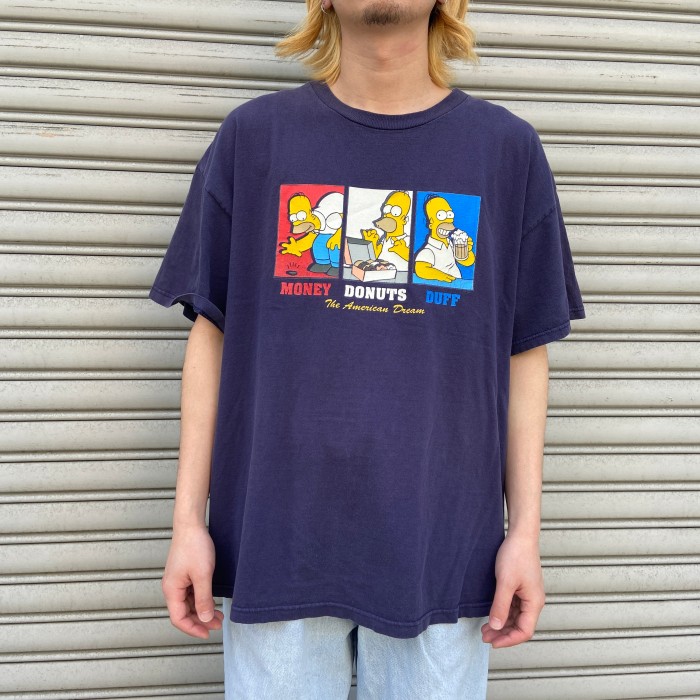 送料無料』90s THE SIMPSONS キャラT プリントTシャツ ネイビー XL