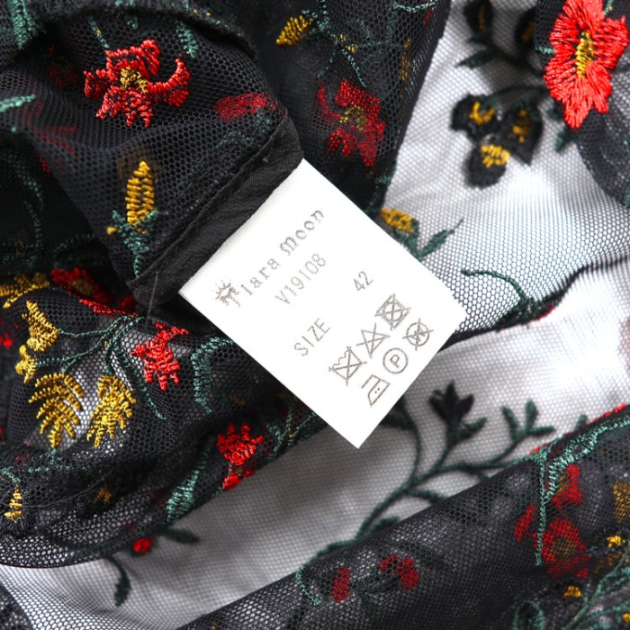 Tiara Moon シースルーチュニック 42 ブラック フラワーレース 日本製 | Vintage.City 古着屋、古着コーデ情報を発信