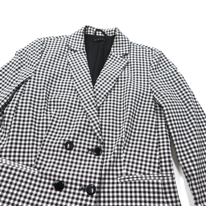 SISLEY ダブルブレストテーラードジャケット 42 ホワイト ギンガムチェック コットン | Vintage.City 古着屋、古着コーデ情報を発信