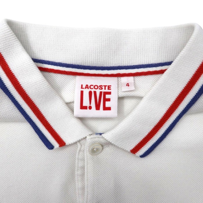 LACOSTE LIVE ポロシャツ 4 ホワイト トリコロールカラー コットン