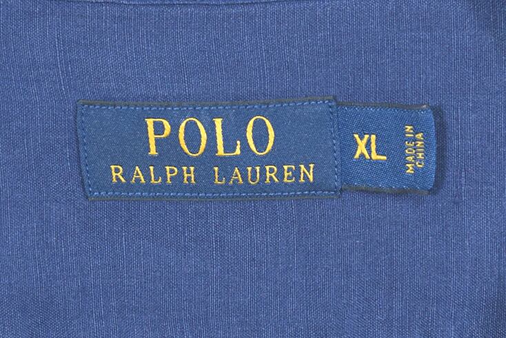 ラルフローレン 紺 ネイビー リネンシルク 裾ポニー オープンカラー 半袖シャツ