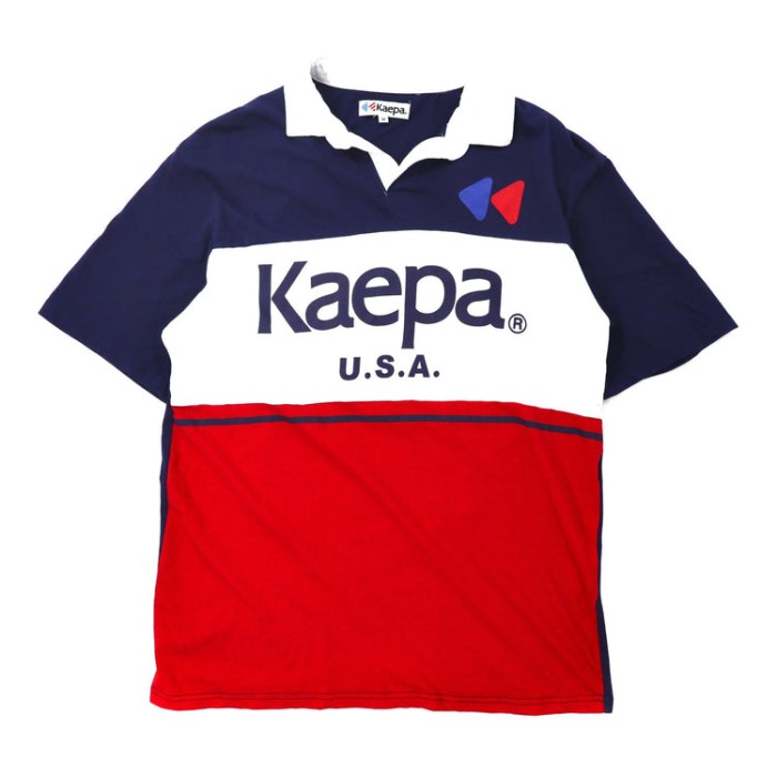 Kaepa ポロシャツ M ネイビー トリコロールカラー コットン ロゴプリント | Vintage.City 빈티지숍, 빈티지 코디 정보