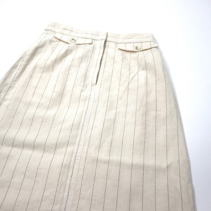 NATURAL BEAUTY BASIC 綿麻ピンストライプスカート M ホワイト リネン | Vintage.City 古着屋、古着コーデ情報を発信