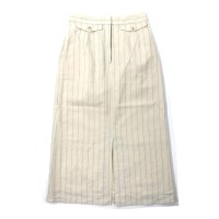 NATURAL BEAUTY BASIC 綿麻ピンストライプスカート M ホワイト リネン | Vintage.City 古着屋、古着コーデ情報を発信