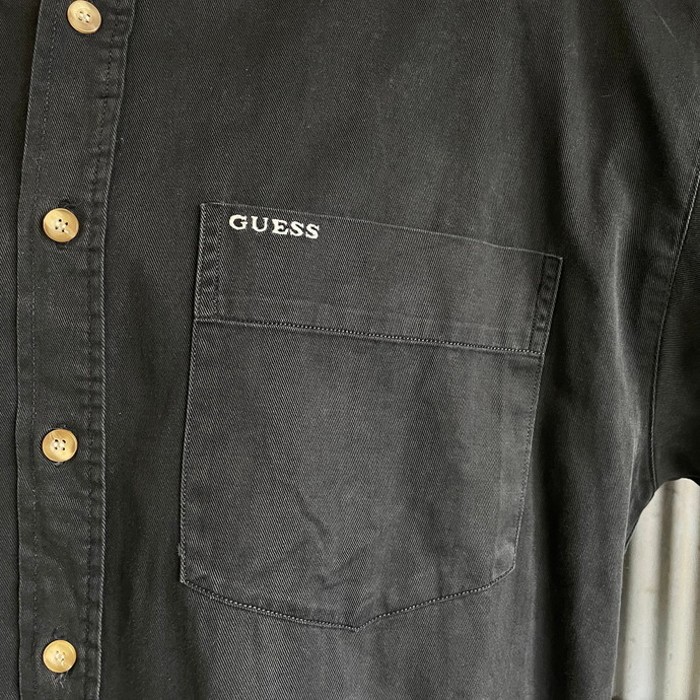 90年代 GUESS ゲス ワンポイントロゴ刺繍 長袖 コットンツイル ボタンダウンシャツ メンズL | Vintage.City 古着屋、古着コーデ情報を発信