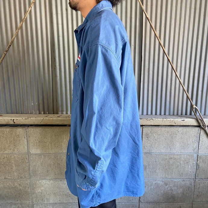 12000円～1000円割引カーハート ワークシャツ 刺繍 ワッペン 長袖 青 