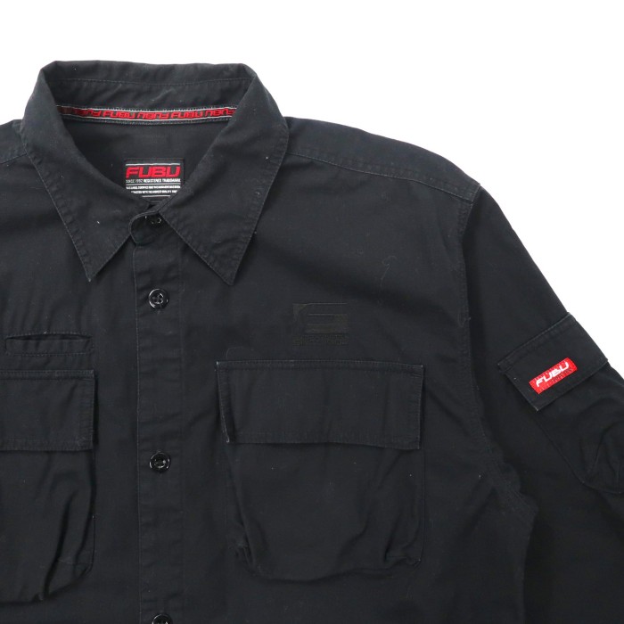 FUBU ビッグサイズ ミリタリー ワークシャツ M ブラック コットン ロゴ刺繍 00年代 | Vintage.City 古着屋、古着コーデ情報を発信