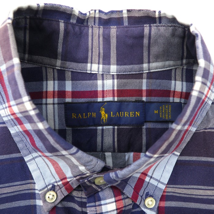 RALPH  LAUREN 半袖ボタンダウンシャツ M ネイビー チェック コットン | Vintage.City 빈티지숍, 빈티지 코디 정보
