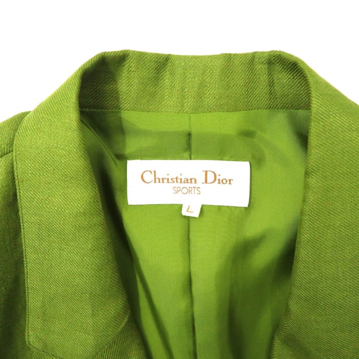 Christian Dior SPORTS 2Bテーラードジャケット L カーキ リネン オールド 日本製 | Vintage.City 古着屋、古着コーデ情報を発信