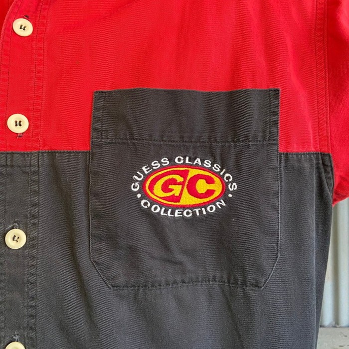 90年代 GUESS ゲス  長袖 ビッグロゴ コットンツイル ワークシャツ メンズL | Vintage.City 古着屋、古着コーデ情報を発信