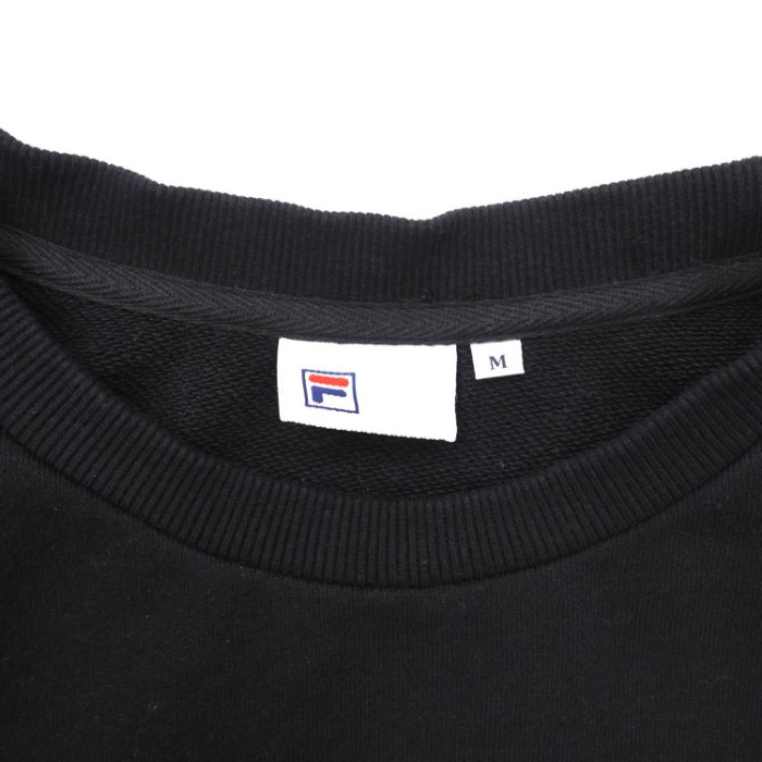 FILA クルーネックスウェット M ブラック コットン ロゴ刺繍 | Vintage.City 古着屋、古着コーデ情報を発信