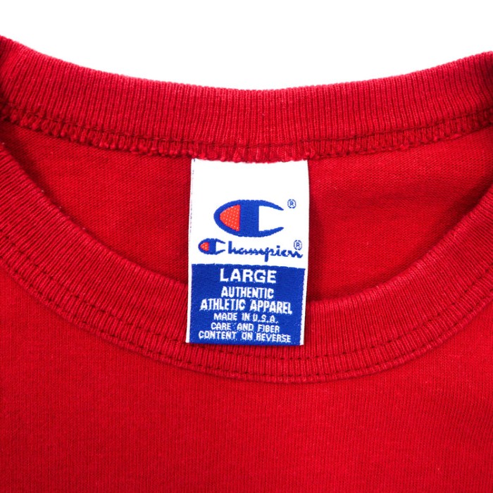 USA製 Champion ポケットTシャツ L レッド コットン ヘビーウェイト スクリプトロゴプリント 90年代 | Vintage.City 빈티지숍, 빈티지 코디 정보