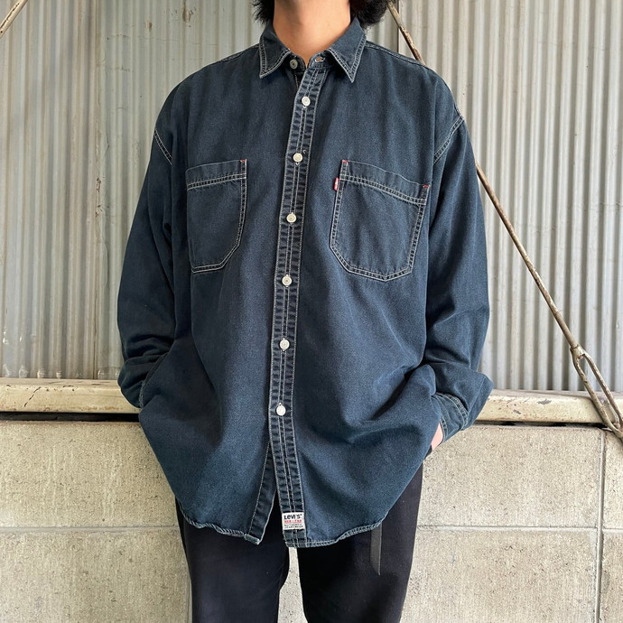 ビッグサイズ 90年代 Levi's リーバイス 長袖 ブラックデニムシャツ