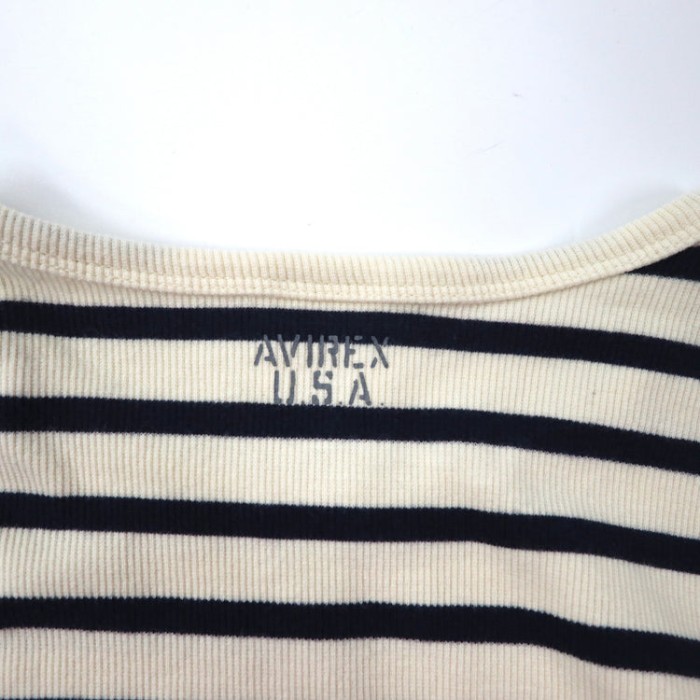 AVIREX ボーダーロングスリーブTシャツ S ホワイト コットン | Vintage.City 古着屋、古着コーデ情報を発信