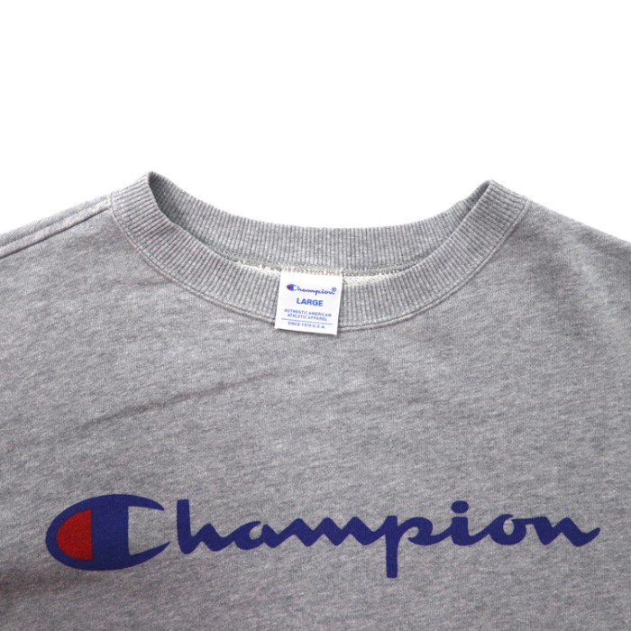 Champion クルーネックスウェット L グレー コットン スクリプトロゴプリント | Vintage.City 古着屋、古着コーデ情報を発信