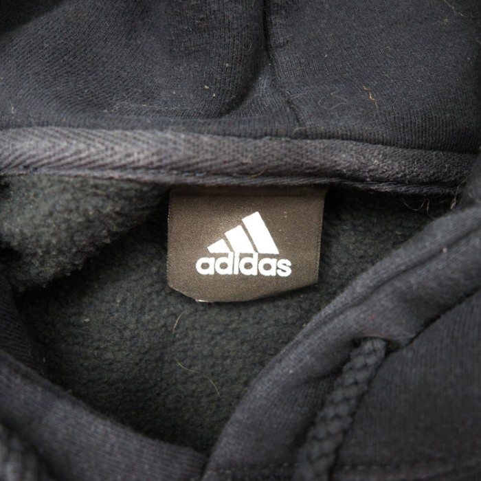 adidas パーカー S ブラック コットン 裏起毛 フットボール ロゴプリント | Vintage.City 古着屋、古着コーデ情報を発信