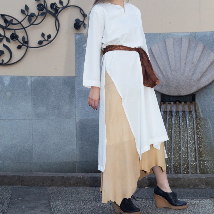 Leather patchwork Skirt | Vintage.City 빈티지숍, 빈티지 코디 정보