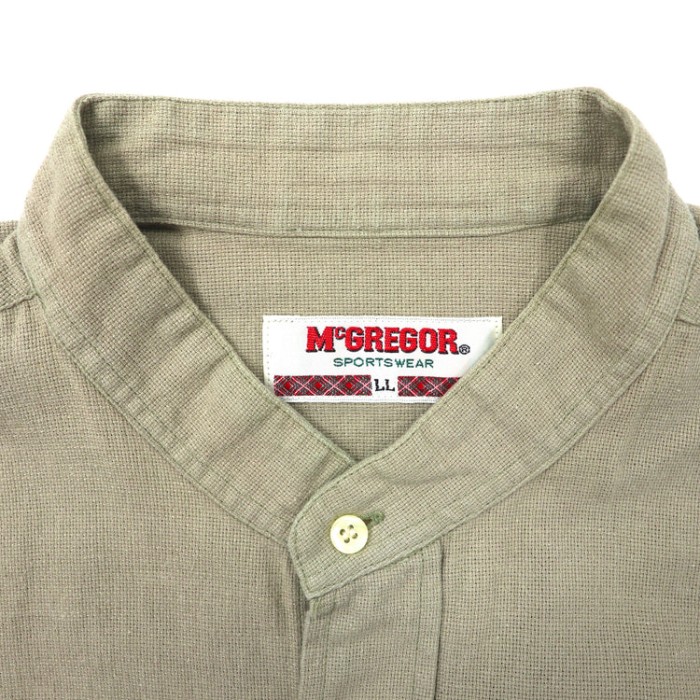 McGREGOR ノーカラーシャツ LL ベージュ コットン リネン混 日本製 | Vintage.City 古着屋、古着コーデ情報を発信
