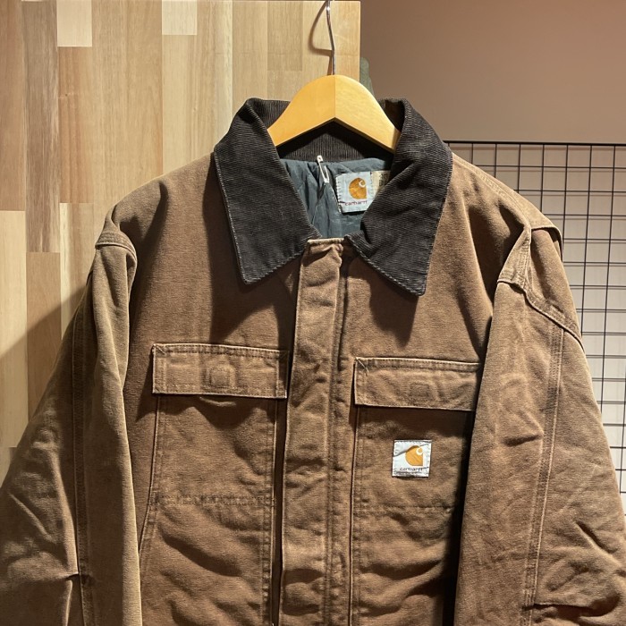 【美品】カーハートトラディショナルコート革ロゴ襟コーデュロイビッグサイズ