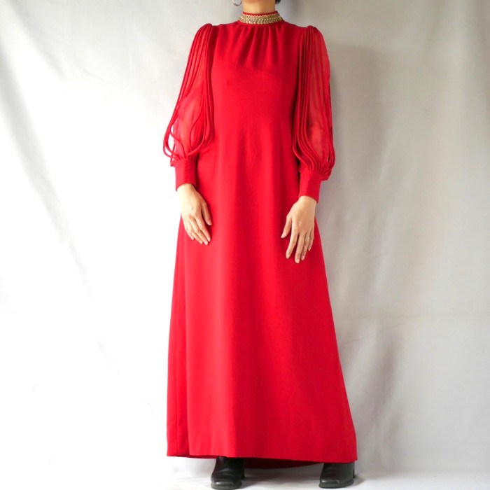 60s vintage red cord sleeve maxi dress | Vintage.City Vintage Shops, Vintage Fashion Trends