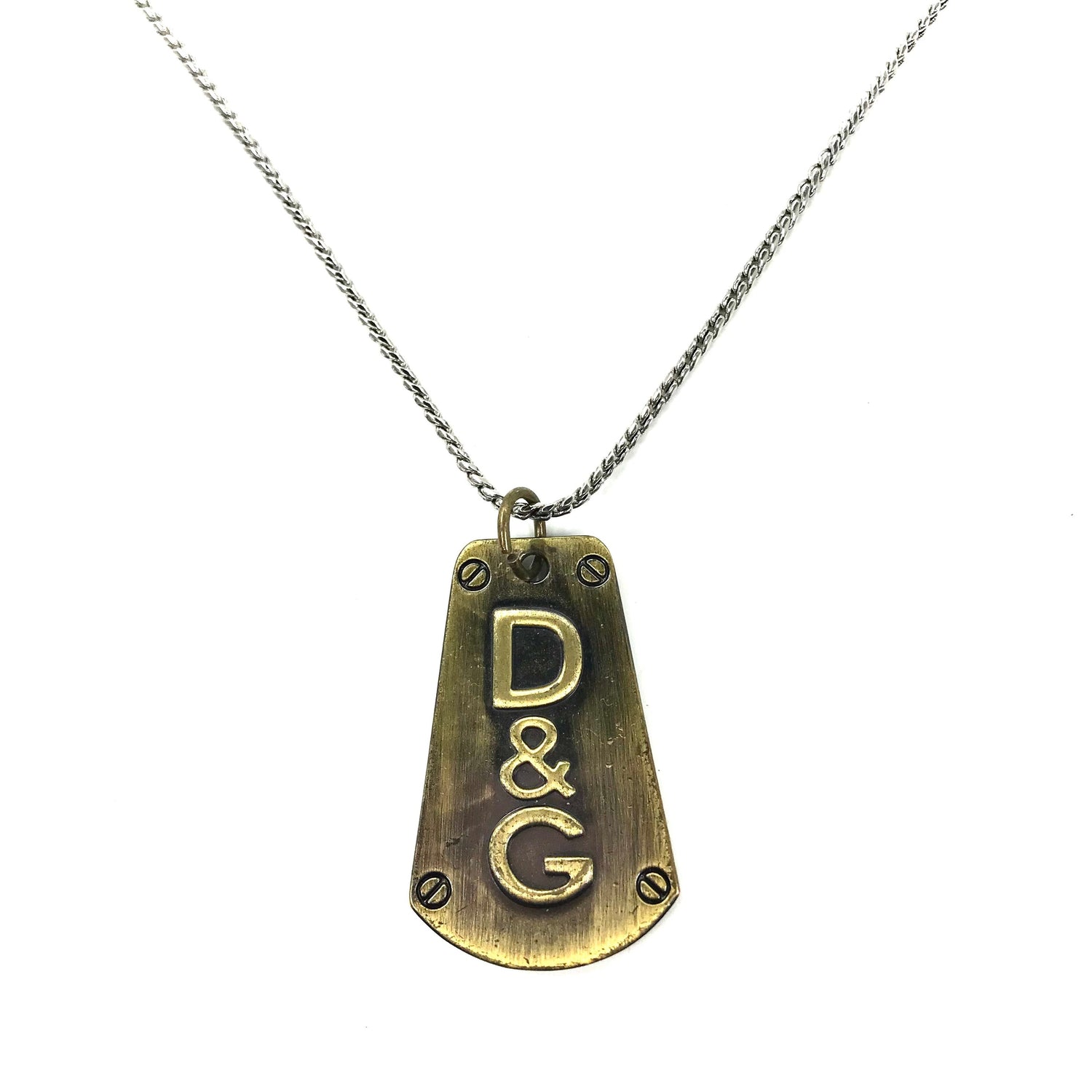 D&G ( DOLCE & GABBANA ) ドッグタグ ネックレス ゴールド 真鍮 ロゴ ...