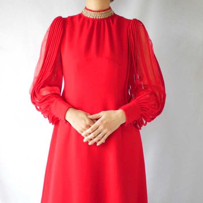 60s vintage red cord sleeve maxi dress | Vintage.City Vintage Shops, Vintage Fashion Trends