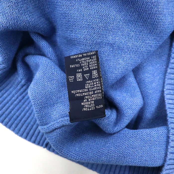 TOMMY HILFIGER クルーネックニット セーター XL ブルー コットン ワンポイントロゴ ビッグサイズ 90年代 | Vintage.City 古着屋、古着コーデ情報を発信