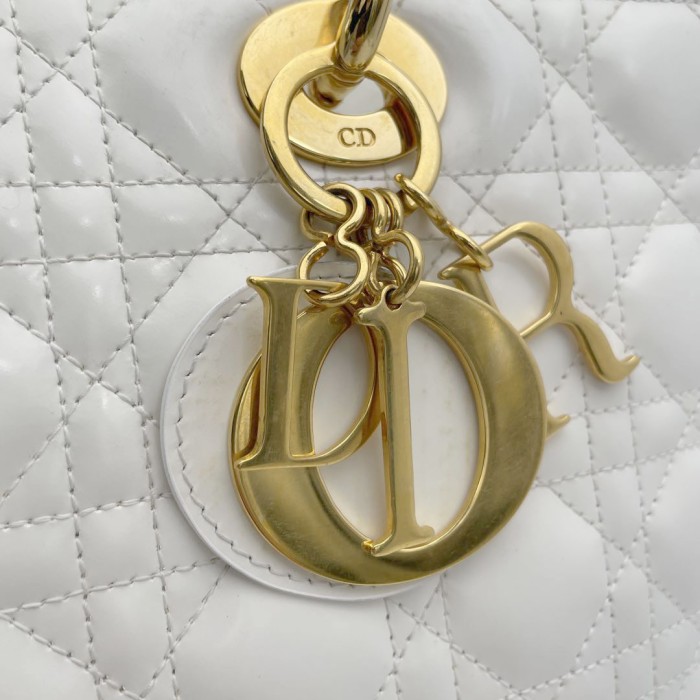 Christian Dior クリスチャンディオール ハンドバッグ ラージ カナージュ レディディオール エナメル オフホワイト ゴールド金具 MA-1929 | Vintage.City 빈티지숍, 빈티지 코디 정보