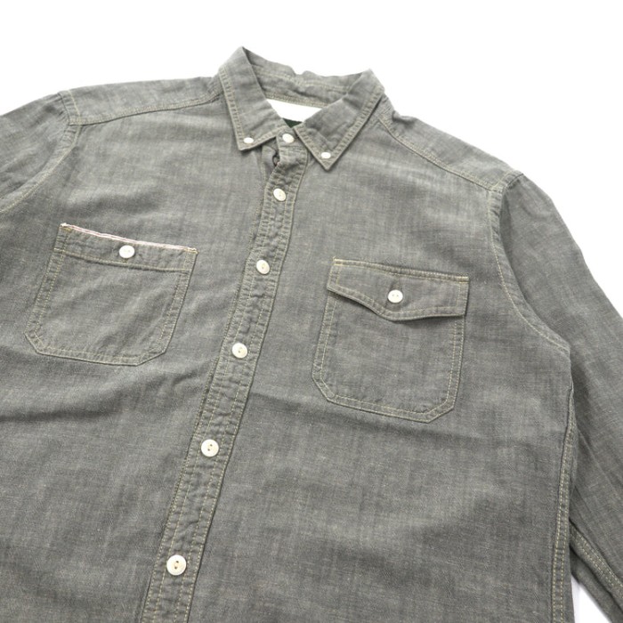 Eddie Bauer シャンブレーワークシャツ M グレー コットン リネン混 | Vintage.City 빈티지숍, 빈티지 코디 정보