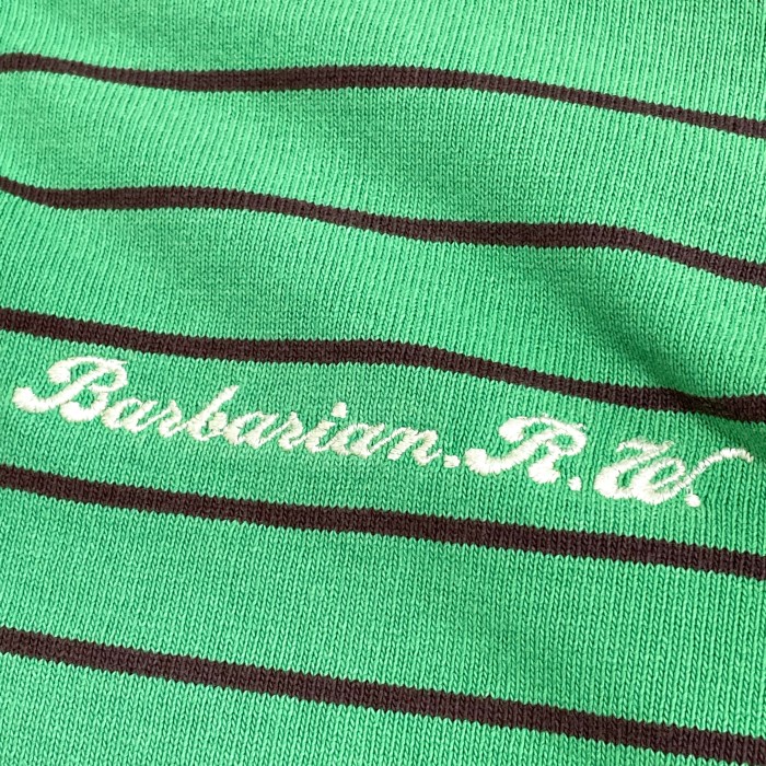 BARBARIAN】カナダ製 ラガーシャツ 長袖シャツ ボーダー 刺繍ロゴ ワン