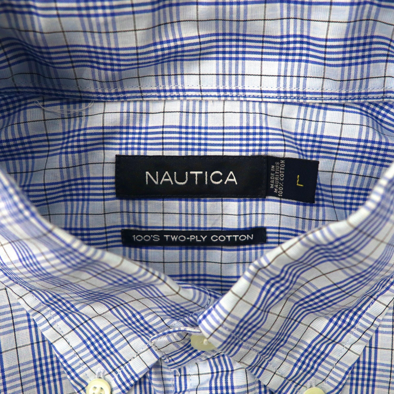 NAUTICA ビッグサイズ ボタンダウンシャツ L ブルー チェック コットン ...