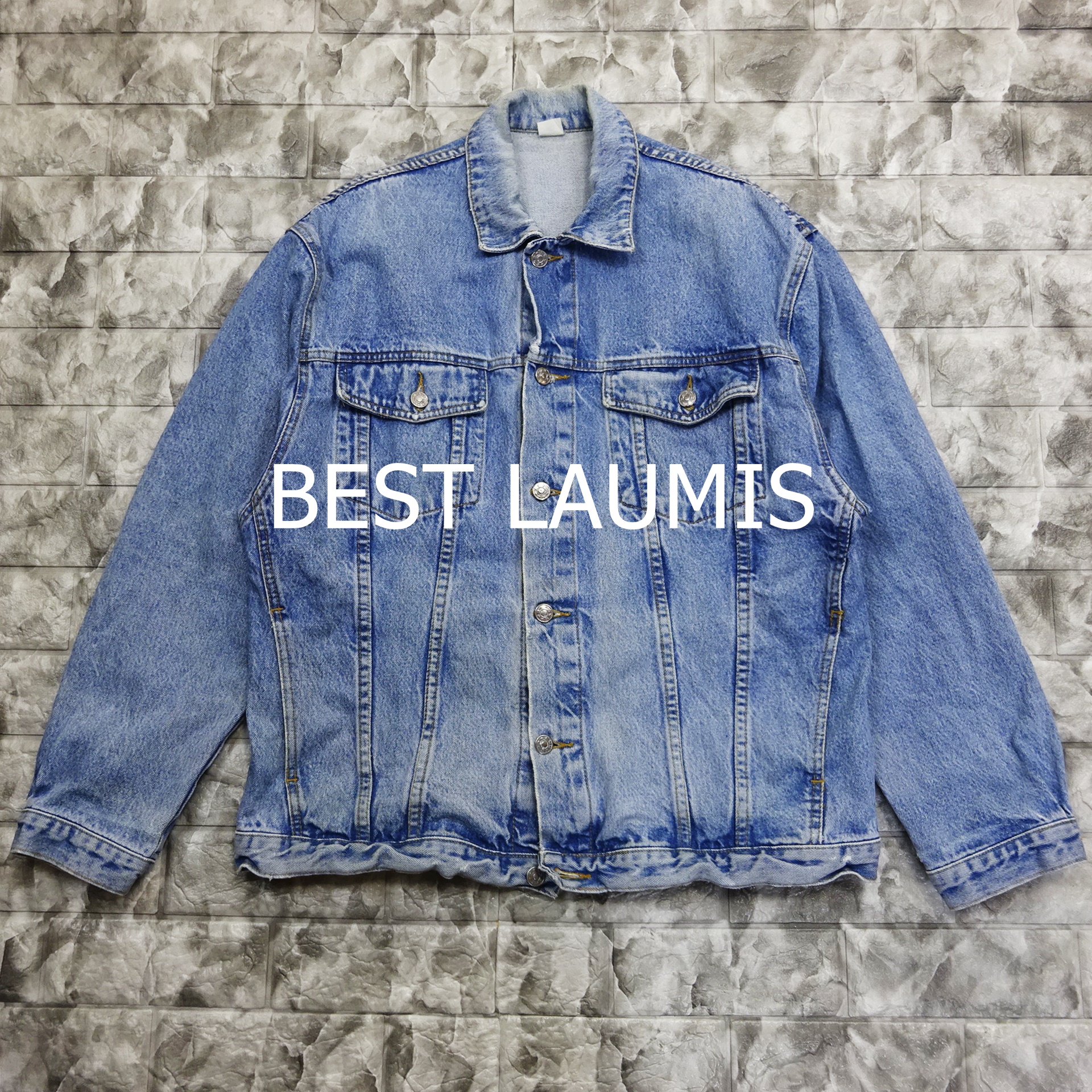 BEST LAUMIS デニムジャケット ライトブルー サイドポケット 革タグ-