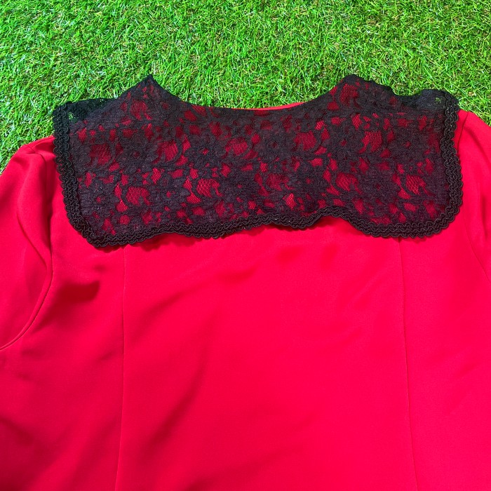 90s Lace Sailor Collar Red Jacket / Vintage ヴィンテージ レース セーラー襟 黒 赤 ブラック レッド ジャケット ブラウス シャツ | Vintage.City Vintage Shops, Vintage Fashion Trends