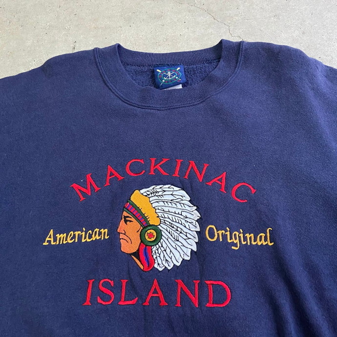 OARSMAN 90s USA製 MACKINAC ISLAND インディアン 刺繍 スウェット