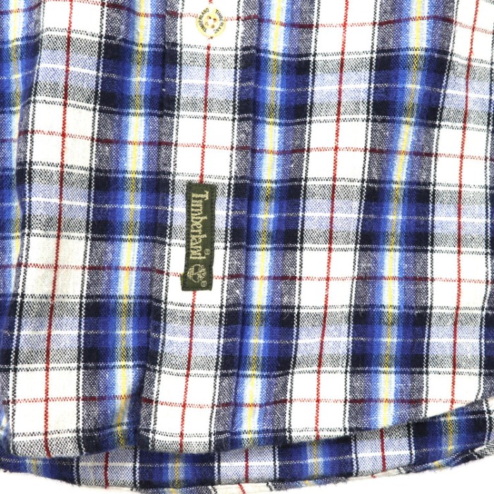 Timberland ボタンダウンシャツ S ブルー チェック ロゴ刺繍 | Vintage.City 빈티지숍, 빈티지 코디 정보