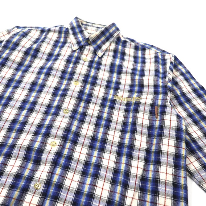 Timberland ボタンダウンシャツ S ブルー チェック ロゴ刺繍 | Vintage.City 古着屋、古着コーデ情報を発信
