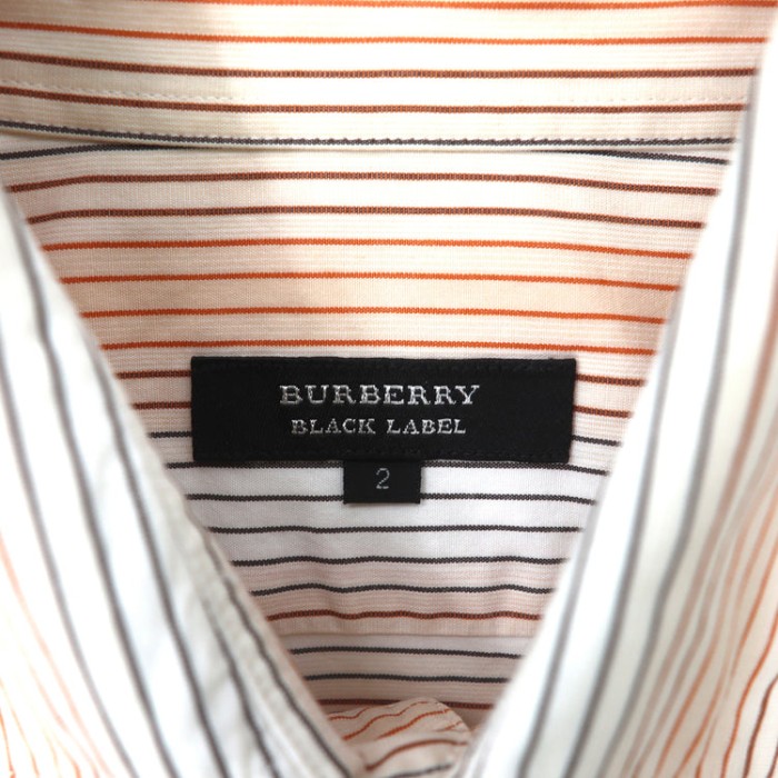 BURBERRY BLACK LABEL 半袖プルオーバーシャツ 2 ホワイト ボーダー コットン スモールロゴ刺繍 | Vintage.City 古着屋、古着コーデ情報を発信