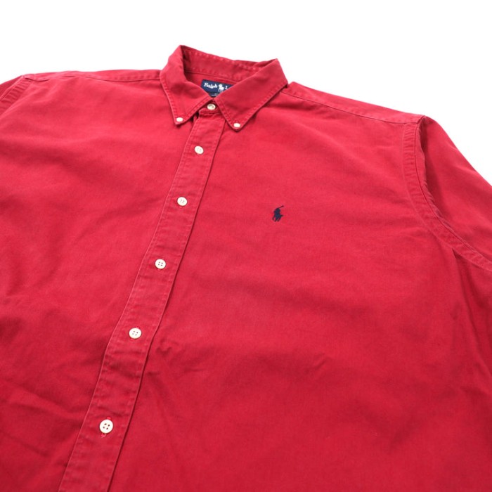 RALPH LAUREN ビッグサイズシャツ XL レッド コットン BLAKE ワンポイントロゴ刺繍 | Vintage.City 古着屋、古着コーデ情報を発信
