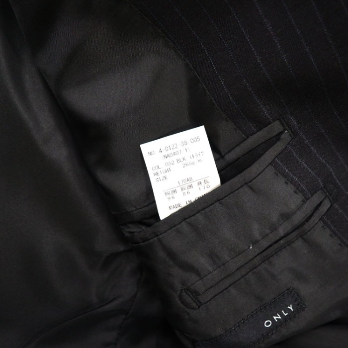 ONLY 3Bスーツ セットアップ 170AB ブラック ストライプ ウール | Vintage.City 빈티지숍, 빈티지 코디 정보