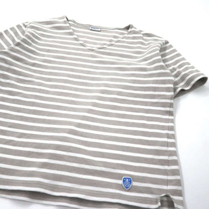 ORCIVAL VネックTシャツ 1 グレー ボーダー コットン 日本製 | Vintage.City 古着屋、古着コーデ情報を発信