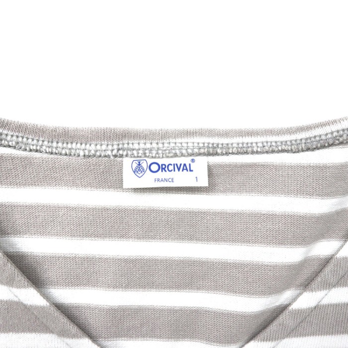 ORCIVAL VネックTシャツ 1 グレー ボーダー コットン 日本製 | Vintage.City 빈티지숍, 빈티지 코디 정보
