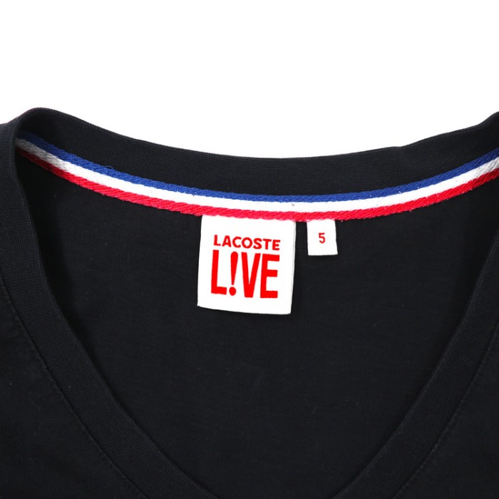 LACOSTE VネックTシャツ 5 ブラック コットン スモールロゴ刺繍 | Vintage.City 빈티지숍, 빈티지 코디 정보