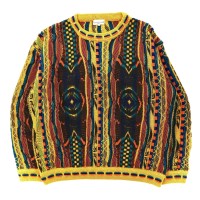 GIOVANNI UOMO ITALY 3Dニット セーター 48 イエロー マルチカラー アクリル 総柄 90年代 | Vintage.City 古着屋、古着コーデ情報を発信