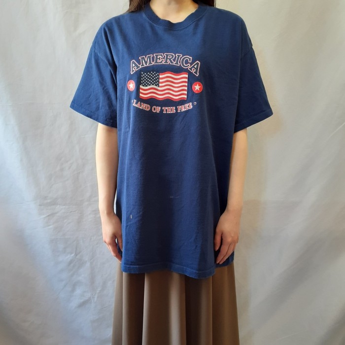 Star-Spangled Banner print T-shirt (navy | Vintage.City 古着屋、古着コーデ情報を発信