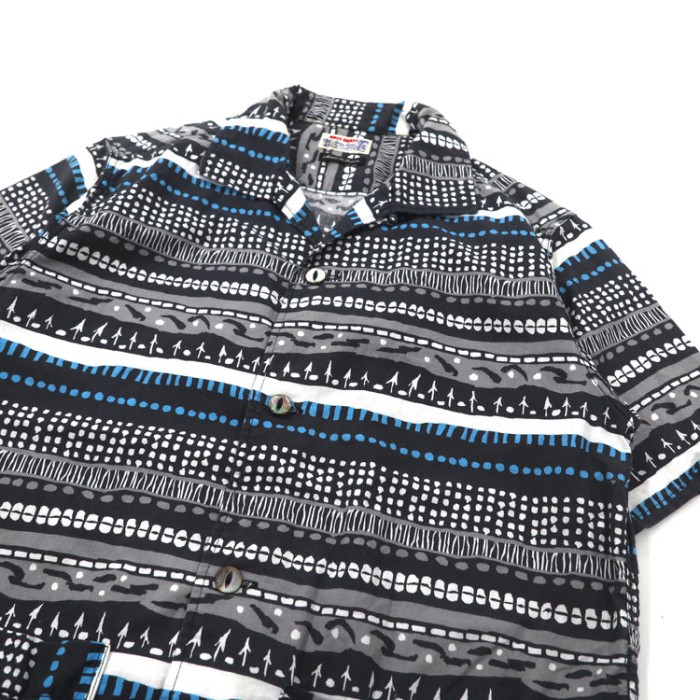 Sunny Sports 半袖オープンカラーシャツ M ブラック コットン 総柄 日本製 | Vintage.City 古着屋、古着コーデ情報を発信