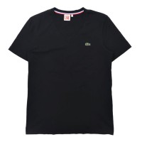 LACOSTE VネックTシャツ 5 ブラック コットン スモールロゴ刺繍 | Vintage.City 古着屋、古着コーデ情報を発信