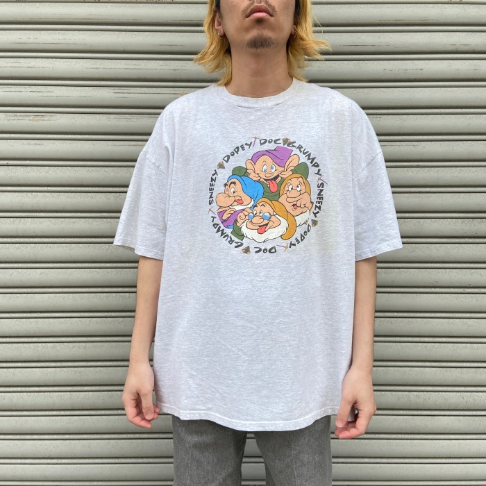 90s USA製 Disney 7人の小人 キャラクタープリントTシャツ XXL